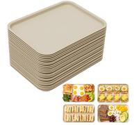 24 bandejas de comida rápida, 36 x 27 cm, antideslizantes, de polipropileno, aptas para lavavajillas, para restaurante, cafetería, cocina, hotel, fiesta (caqui)