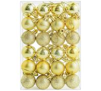 24 bolas de Navidad de 30 mm, decoración inastillable, mini bolas colgantes de Navidad para árbol de Navidad, vacaciones, boda, fiesta, decoración, color dorado
