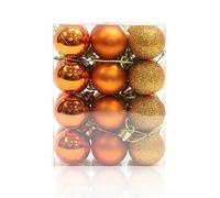 24 bolas de Navidad de 30 mm, decoración inastillables, mini bolas colgantes de Navidad para árbol de Navidad, vacaciones, boda, fiesta, decoración naranja