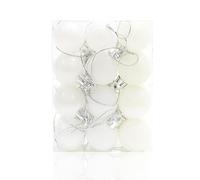 24 bolas de Navidad de 30 mm para decoración de árbol de Navidad, mini bolas colgantes de Navidad para árbol de Navidad, vacaciones, boda, fiesta, decoración, color blanco