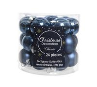 24 bolas de Navidad de cristal azul noche