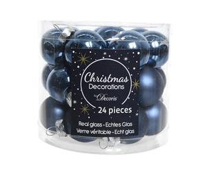 24 bolas de Navidad de cristal azul noche
