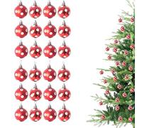 24 Bolas de Navidad inastillables con Lunares Rojos y Blancos, decoración de árbol de Navidad, Bolas de Adorno de Navidad, Decoraciones Colgantes de Navidad, decoración navideña, Brillante, Mate,