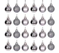 24 Bolas de Navidad inastillables de Color Gris Medio, Decoraciones de árbol de Navidad, Bolas de Adorno de Navidad, Decoraciones Colgantes de Navidad, decoración navideña, Brillante, Mate, Purpurina