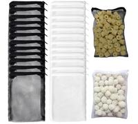 24 bolsas de medios de acuario reutilizables, bolsa de filtro de malla para acuario con cremallera de plástico para filtro de carbón activado, piedras, anillos de cerámica para filtros de estanque de
