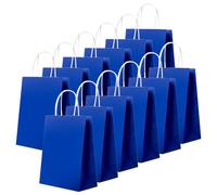 24 bolsas de papel azul real con asas,16x8x22cm de papel kraft pequeñas con asas,reutilizables bolsas de regalo de papel,para regalos embalaje, Boda,Navidad,Cumpleaños para suministros de fiesta