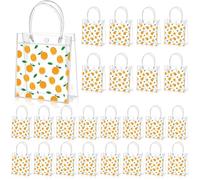 24 bolsas de regalo de fiesta de Little Cutie, bolsas de regalo de PVC transparente naranja con asas, bolsas de dulces con temática naranja para decoraciones de baby shower, bodas, cumpleaños,