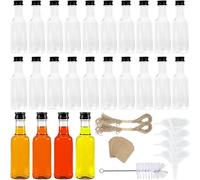24 Botellas de Jugo de Plástico, Botellas de Jugo Vacías con Cepillo de Limpieza y Embudo, Botellas Plástico Pequeñas de 50ml, Botella Plastico Transparente, para Agua, Leche