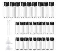 24 Botellas de Muestra de Vidrio 5ml , Botellas para Muestras con Tapa Negra de Rosca, Mini botellas Cristal Transparente Vacíos Viales para Aceites Esenciales, Manualidades y Regalitos de Bodas