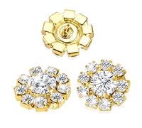24 botones de diamantes de imitación dorados con flores de cristal para manualidades, para cárdigan, ropa, costura, decoración de boda