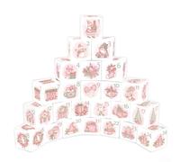 24 cajas de Adviento de Navidad con diseño de papel digital festivo para rellenar con golosinas y decoraciones de temporada (24 rosas)