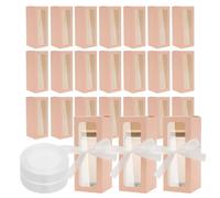 24 cajas de regalo, cajas de embalaje de papel, reutilizables, con lazo y ventana, para vasos de 12/16/20 oz (rosa, 24 unidades)