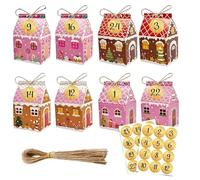 24 cajas de regalo de papel de Navidad, cajas de dulces con diseño de casa de Navidad, bolsas de golosinas estilo, casas de papel de jengibre, de embalaje de papel de aperitivos
