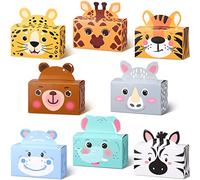 24 Cajas de Regalo de Selva Animal Safari Zoo Favor Fiesta Caja de Golosinas Caja de Regalo de Jungla de Cartón Caja de Dulce de Animal Salvaje, 4,8 x 2,4 x 5,2 Pulgadas