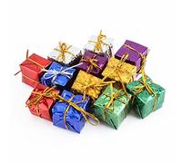 24 cajas de regalo en miniatura con colores brillantes, bonitas cajas cuadradas para decoración de árbol de Navidad (24)