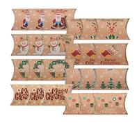 24 Cajitas Navidad Almohada, Cajas de Regalo Navideñas para Dulces, Galletas y Sorpresas, 8 Estilos Diferentes, Perfectas para Decorar y Celebrar en Navidad