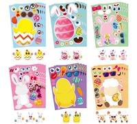 24 calcomanías de Pascua para niños, calcomanías de animales de Pascua con temática de huevo de Pascua para mezclar y combinar haz tus propias calcomanías de Pascua con conejo, huevo, oveja, pollito,