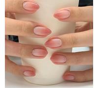 24 capas French Full Covers False Nails Gradiente Prensa En Uñas Palillo Corto Almendra En Las Uñas Uñas Acrílico Simple