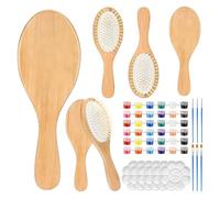 24 cepillos de pelo de madera para manualidades, ideas de manualidades para viajes, cumpleaños, cepillo de pelo de madera para pintar, salón, peluquería, fiesta nocturna