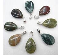 24 colgantes de cristal de cuarzo rosa natural con piedra de ojo de tigre, malaquita en forma de gota de agua, para hacer bricolaje, ágata india