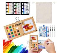 24 Colores Mini Cajas de Acuarela, Paleta de Acuarela Portátil, Juego de Acuarelas de Viaje, Magnética para Pintura de Acuarelas, Estuche de Pintura de Viaje con Bolsa de Almacenamiento (Azul)