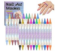 24 Colores Nagelkunststift Set,Rotuladores para Arte de Uñas | Punta de 0,5-5 mm,Doble Punta, Nail Pen,Tinta Acrílica de Secado Rápido,Resistente al Agua, para Manicura,DIY y Decoración