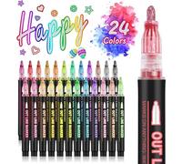 24 Colores Rotuladores Purpurina, Rotuladores Magicos Cambio Color, Magic Marker Rotuladores Mágicos Brillantes Doble Línea para Pintar, Scrapbooking, Manualidades Niños, Regalo Niña 4-12 Años