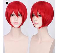 24 Colors 30cm Bobo Short Hair Red Silver Gray Light Golden Yellow Green Pink Purple Orange White Universal Cosplay Wig Bangs K047-8