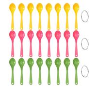 24 Cucharas De Plástico Y 3 Anillos De Apertura De Almacenamiento, Cucharas De Mango Largo, Cucharas De Postre, Cucharas De Frutas, Cucharas De Helado, Utensilios De Cocina.