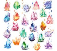 24 decoraciones colgantes de cristal para techo, decoraciones colgantes de geología, decoraciones de fiesta de cristal para cumpleaños, suministros de fiesta de baby shower