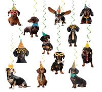 24 decoraciones colgantes de perro salchicha, remolinos colgantes de techo, remolinos de techo, dachshund, suministros de fiesta de cumpleaños para decoraciones de fiesta de perro salchicha,