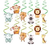 24 Decoraciones para Fiestas de Jungla, Espirales Colgantes, Tema de Animales Salvajes para Niños y Niñas
