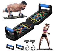 24 en 1 Tabla de Flexiones, Barras Paralelas con Asas, 2 Cuerda de Tensión, 20 Almohadillas Adhesivas, Bolsa, Capacidad Carga 150kg, Tabla de Pilates Calistenia Abdominales Deporte Ejercicio en Casa