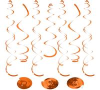24 espirales colgantes naranjas, decoraciones de techo brillantes, decoraciones de fiesta de serpentinas de plástico con remolinos dobles y remolinos individuales para decoraciones de cumpleaños,
