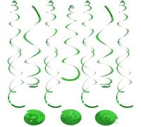24 espirales colgantes verdes, decoraciones brillantes para colgar en el techo, decoraciones de fiesta de serpentinas de plástico con remolinos dobles y remolinos individuales para decoraciones de