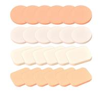 24 esponjas de maquillaje, borla de polvo redonda, borla de polvo cuadrada, esponja húmeda y seca, adecuada para crema Bb, polvo, base (blanco + color de piel)