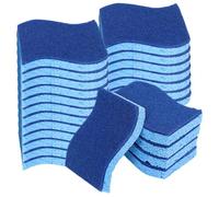24 esponjas resistentes, esponjas de cocina en forma de S, pulpa de madera, de limpieza gruesas y absorbentes, antiarañazos, celulosa azul para fregaderos, ollas y sartenes (11 x 7 cm), deco