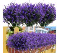 24 flores artificiales de lavanda, decoración para exteriores, hogar, jardín, oficina y balcón. nuevo