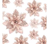 24 Flores de Nochebuena Artificiales con Purpurina para Navidad Decoraciones de Flores de Boda Adornos de Árbol de Navidad con Clips, 6 Pulgadas, 4 Pulgadas, 3 Pulgadas (Oro Rosa)