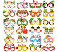 24 Gafas de Papel de Fiesta Hawaiana,Gafas Divertidas Decoracion Fiesta Hawaiana,Gafas de Fiesta Tropical Hawaiano Regalos,Fiestas Accesorios de Fiesta Luau para Niños Adultos
