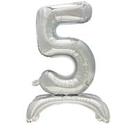 24 globos de aluminio de 73 cm plateado '5' de pie