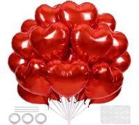 24 globos de corazón rojo de 18 pulgadas, globo grande en forma de corazón, globos de Mylar para el día de San Valentín, helio, globo de San Valentín para el día de San Valentín, boda, ducha
