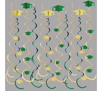 24 guirnaldas de techo en espiral de fieltro para colgar en espiral, color verde y dorado para felicitaciones graduadas You Did It Class of 2026 We are So Proud of You I'm Done, suministros de