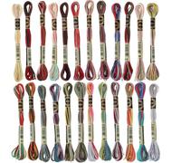 24 hilos multicolor de Hariendny, hilo de bordar para punto de cruz, hilos para bordado, hilos de coser para pulseras de la amistad, hilo perlado, 8 m, 6 hilos, hilo para tejer para punto de cruz