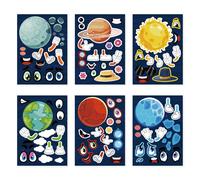 24 hojas de 8,27 pulgadas a 5,9 pulgadas, haz tus propias pegatinas espaciales para nios pequeos, haz una cara, pegatinas para actividades de r