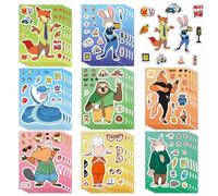 24 hojas de calcomanías de animales de Zootopia para niños, haz tu propia calcomanía mezclada y combinada con 8 personajes diseñados para suministros de fiesta de cumpleaños, regalos, recompensa, haz