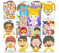 24 hojas de calcomanías Make-a-Face, amigos divertidos de 5 x 7 pulgadas, hojas de calcomanías para mezclar y combinar en total más de 150 calcomanías, recuerdos de fiesta, suministros de fiesta para