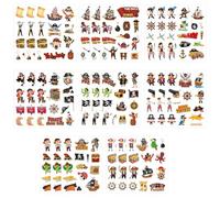 24 Hojas de Pegatinas de Piratas para Niños,8 Estilos de Pegatina de Piratas para Niño,Set de Pegatina Piratas para Niños,Pirata Pegatinas,para Fiestas de Cumpleaños Infantiles, Manualidades, Regalos