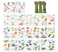 24 Hojas De Pegatinas Luminosas De Dinosaurios Para Tatuajes, Impermeables, De Dibujos Animados Para Niños.
