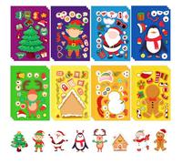 24 Hojas de Pegatinas Navideñas para Niños, Divertidas con Personajes Navideños para Crear Tus Propias, 48 Ganchos para Sujetar Joyas, Papá Noel y Muñeco de Nieve